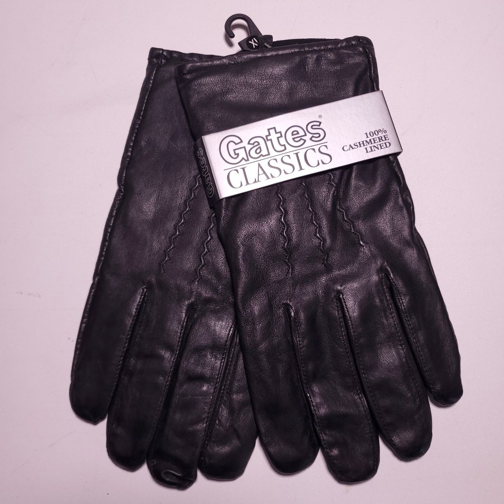 New GATES Black Leather Cashmere Lined Driving Gloves Mens XL NWT